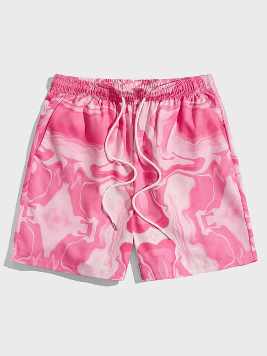 Drawstring Waist Shorts for Men with Allover Print by Street Life