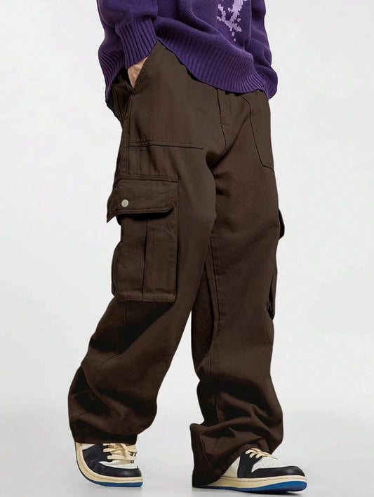 Oversize Cargo Pants for Men with Flap Pockets on the Side