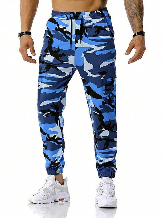 Sweatpants for Men with Drawstring Waist and Camo Print