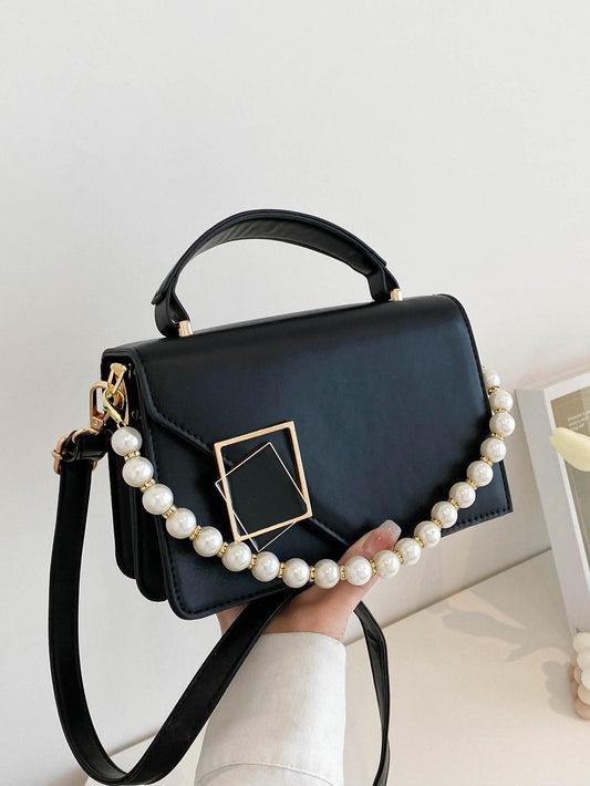 Stylish Flap Square Bag with Metal Decor: Mini Crossbody Handbag - Perfect Personalized Gifts
