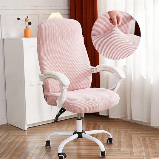 Jacquard Office Chair Cover: Solid Polar Fleece Slipcover for Living Room, Study, Gaming Chair.