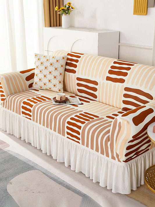 Elastic Sofa Cover with Skirted Style, 1 Piece