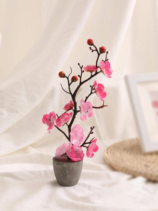 One Artificial Potted Plant: Small Faux Peach Blossom with Pot, Ideal for Home Decor