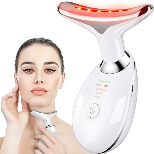 Intense Pulsed Neck and Face Beauty Instrument: Wrinkle Removal Tool with Heat Rejuvenation, Vibration Massage, and 7 Color Modes