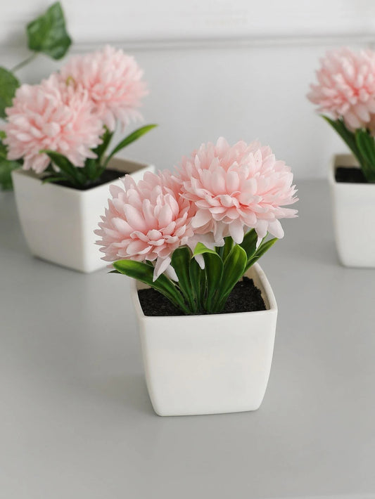 Artificial Chrysanthemum Mini Potted Plant: Ideal for Home and Office Decor