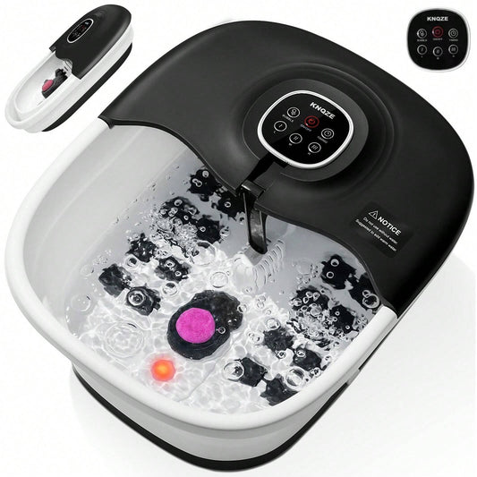 Collapsible Foot Spa with Heat: Electric Pedicure Massager, Remote Control, 16 Massage Rollers, Bubble, Pumice Stone