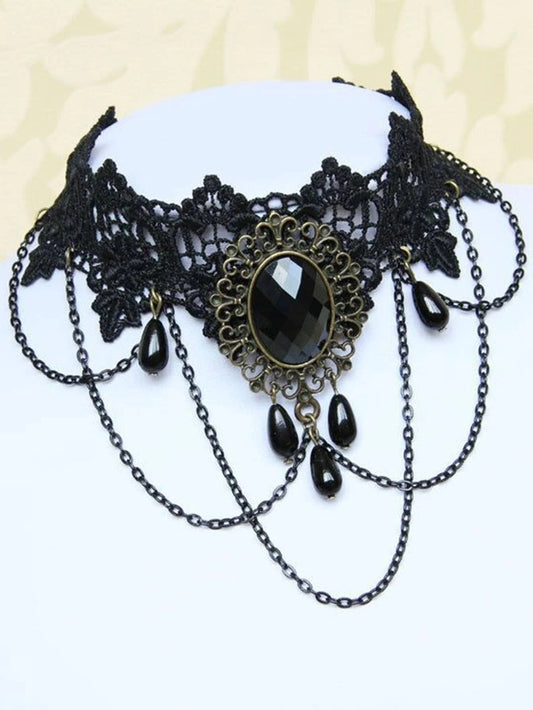 One-piece Gothic Style Short Black Lace Necklace for Women - Perfect for Parties, Ideal as a Gift.