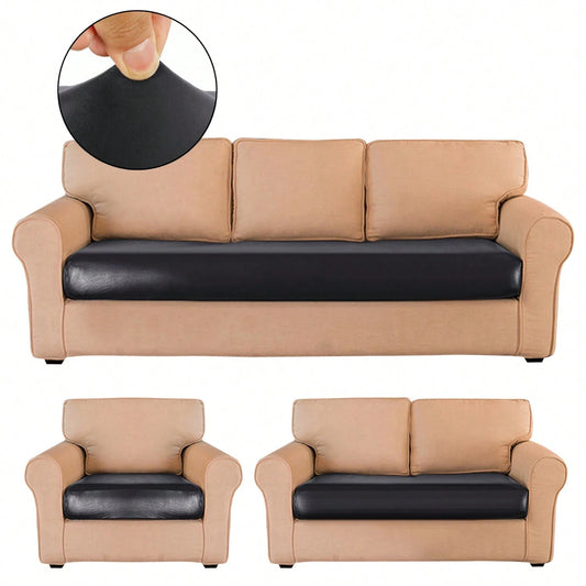 Waterproof Faux Leather Sofa Seat Cushion Protector Slipcover with Elastic Bottom, Ideal for sofa Protection.