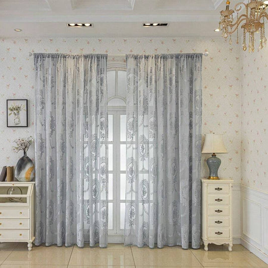 European Style Thick Jacquard Floral Patterned Curtain: Ideal for Living Room, Bedroom, Balcony, Restaurant; Equipped with Rod Pocket for Easy Hanging