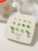 Set of 6 Pairs featuring Bow, Flower, and Heart Stud Earrings for Women.